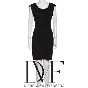 DIANE VON FURSTENBERG | Black Scoop Neck Sleeveless Mini Sheath Dress Classic